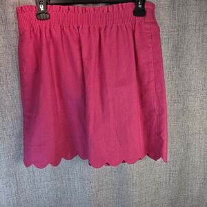 J Crew Women's 90's Pink Linen Blend Scalloped Hem Sz 4 Casual Skirt Preppy